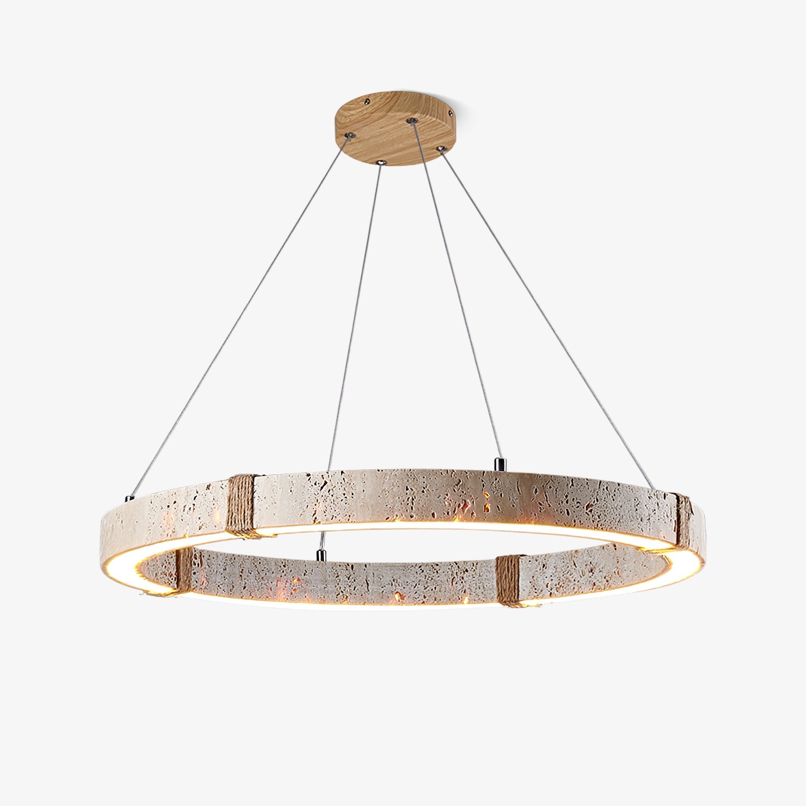 Lumae Ring-Shaped Suspension in Travertine Stone