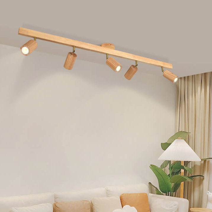 Japanese Wooden LED Semi-Flush Mount Ceiling Light | 2 Light
