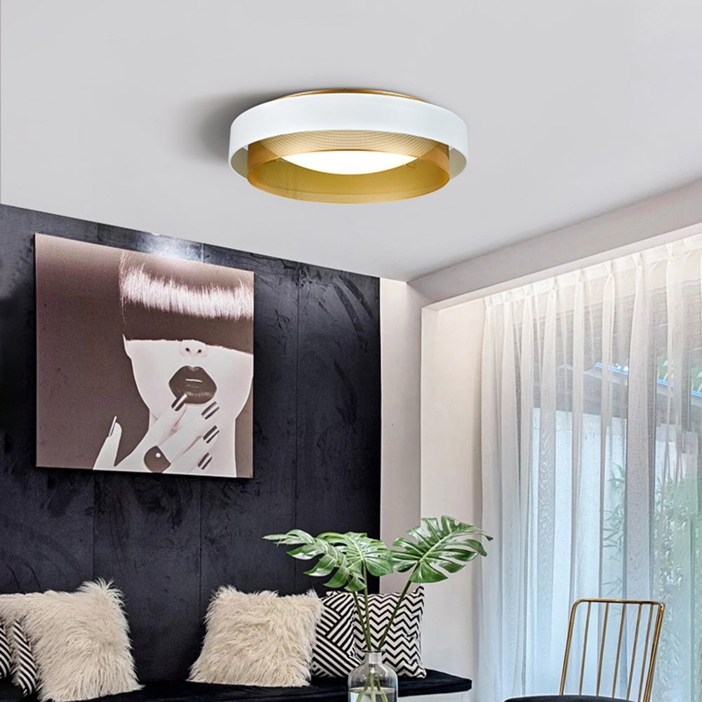 Arisha Modern Ring Ceiling Light, Metal/Acrylic, Black/White, Living Room