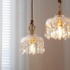 Vintage Copper Crystal Floral Pendant Light | 1-Light
