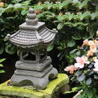 Japanese Zen Solar Pagoda Stone LED Outdoor Garden 1-Light