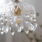 Vintage Copper Crystal Floral Pendant Light | 1-Light