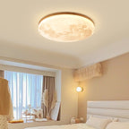 Nordic Wood & PVC Round LED Flush Mount Ceiling Light 1-light