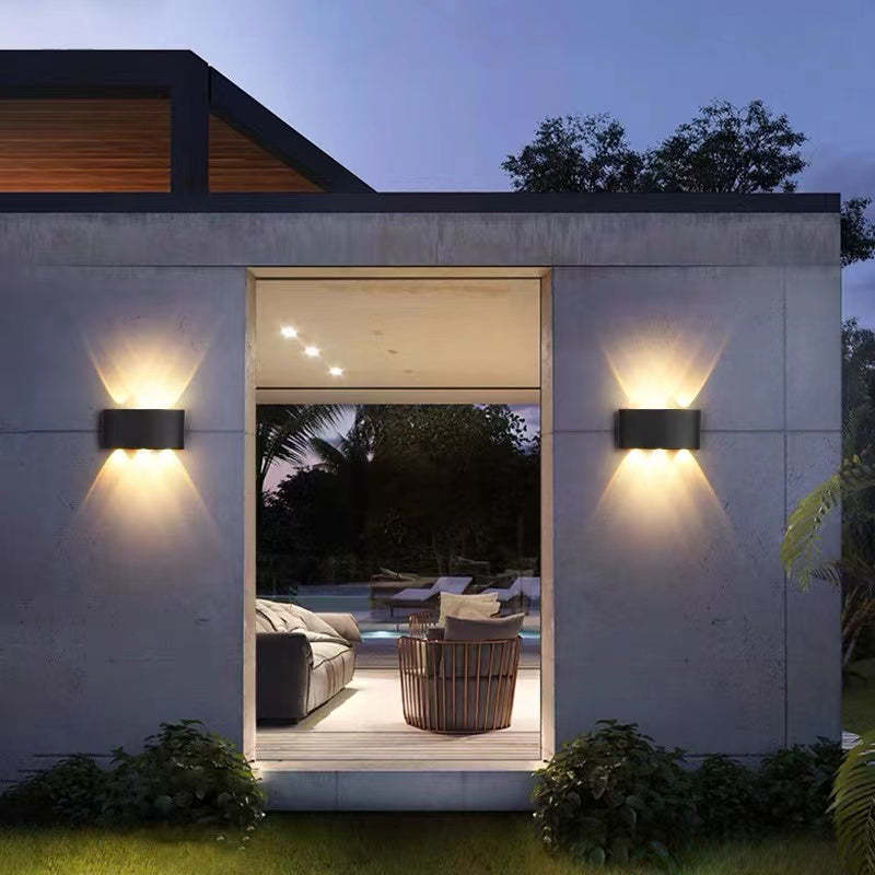 Ray Modern Outdoor Wall Light Rectangle LED White Metal Terrace