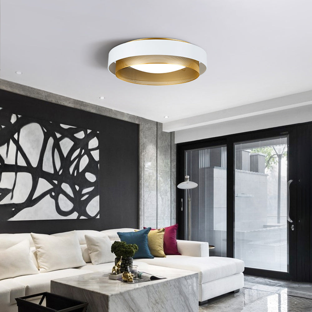 Arisha Modern Ring Ceiling Light, Metal/Acrylic, Black/White, Living Room