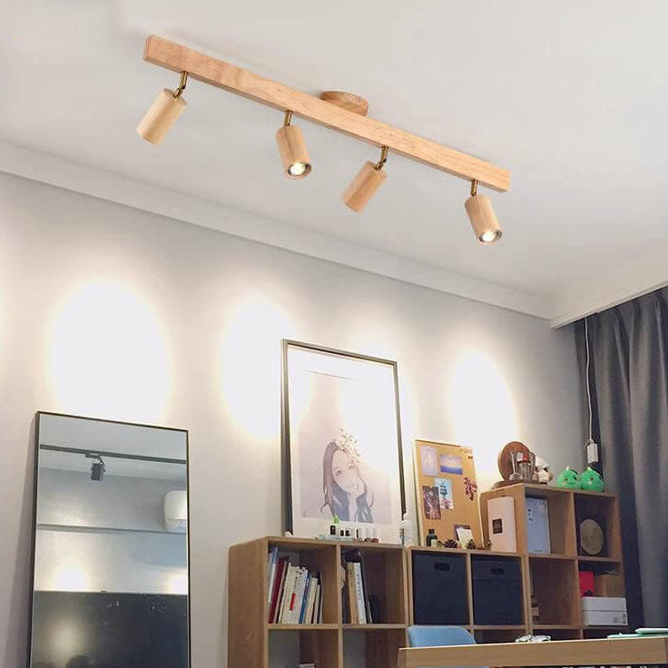 Japanese Wooden LED Semi-Flush Mount Ceiling Light | 2 Light
