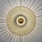 Nordic Vintage Ribbed Glass Round LED Wall Sconce | 1-Light