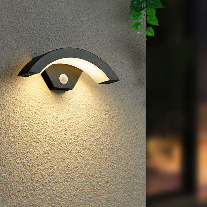 Elvon Nordic Arc Waterproof LED Outdoor Wall Lamp, Black