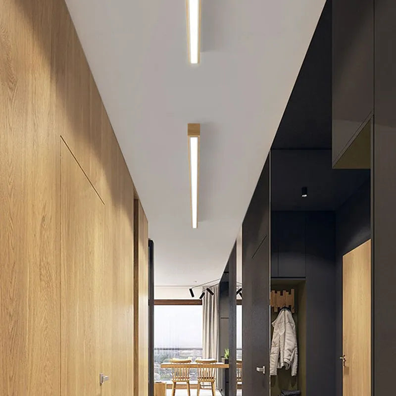 Arisha Linear Slim Ceiling Light, Wood