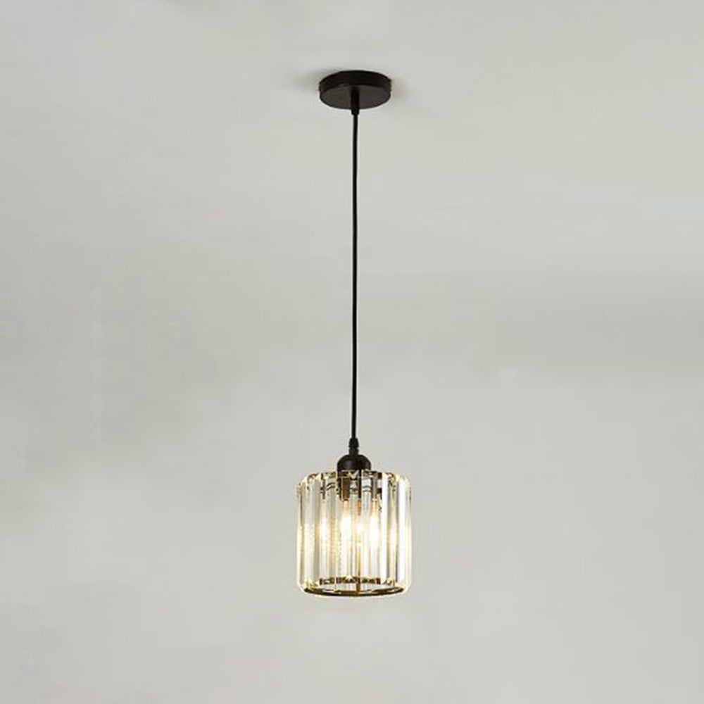 Vina Modern Cluster Cylinder Glass Pendant Light, Black/Gold