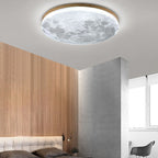 Nordic Wood & PVC Round LED Flush Mount Ceiling Light 1-light