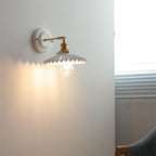Vintage Japanese Ceramic Brass 1-Light Wall Light