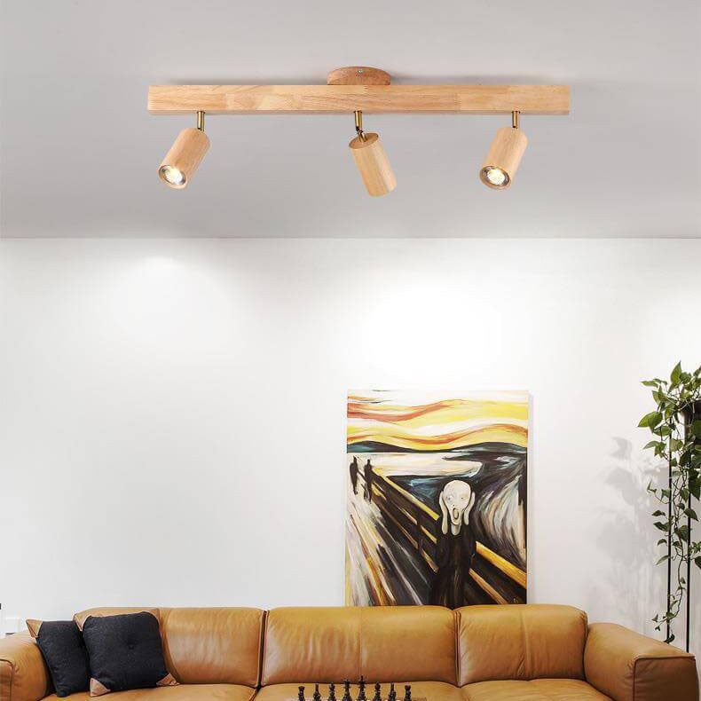 Japanese Wooden LED Semi-Flush Mount Ceiling Light | 2 Light