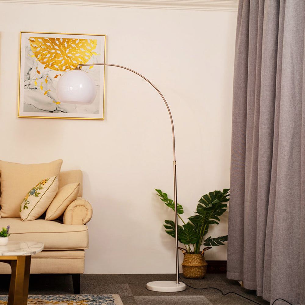 Mira Modern Dome Floor Lamp Metal/Marble/Acrylic White/Orange Living Room