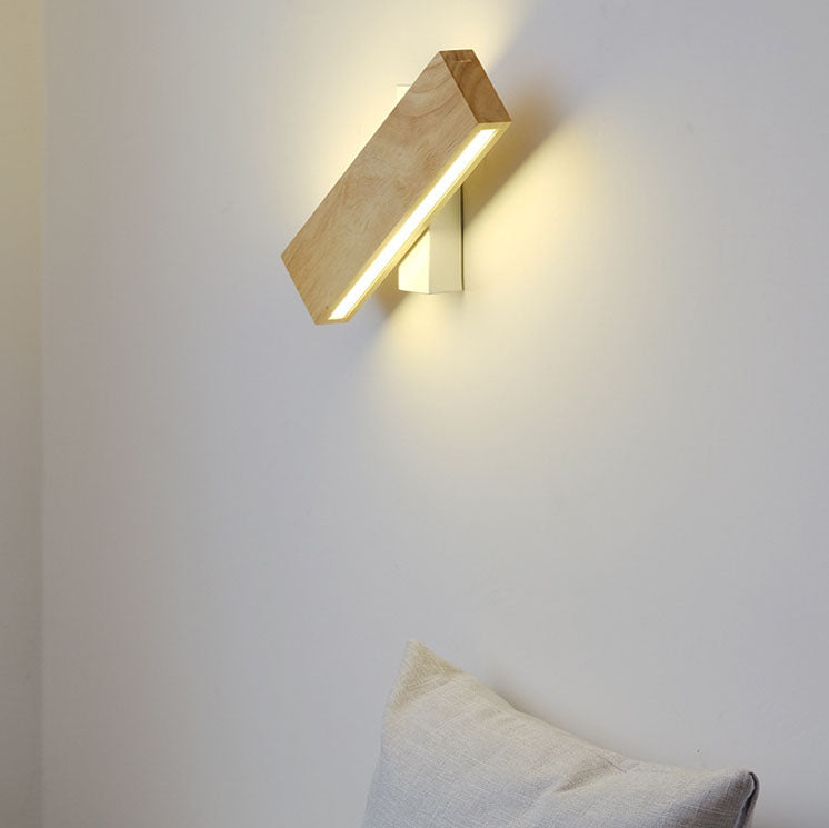 Japanese Wood Rectangular LED Wall Sconce