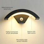 Elvon Nordic Arc Waterproof LED Outdoor Wall Lamp, Black
