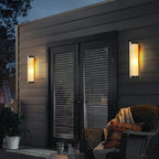 Yoru Modern Semi-Cylindrical Metal/Glass Outdoor Wall Lamp, Black