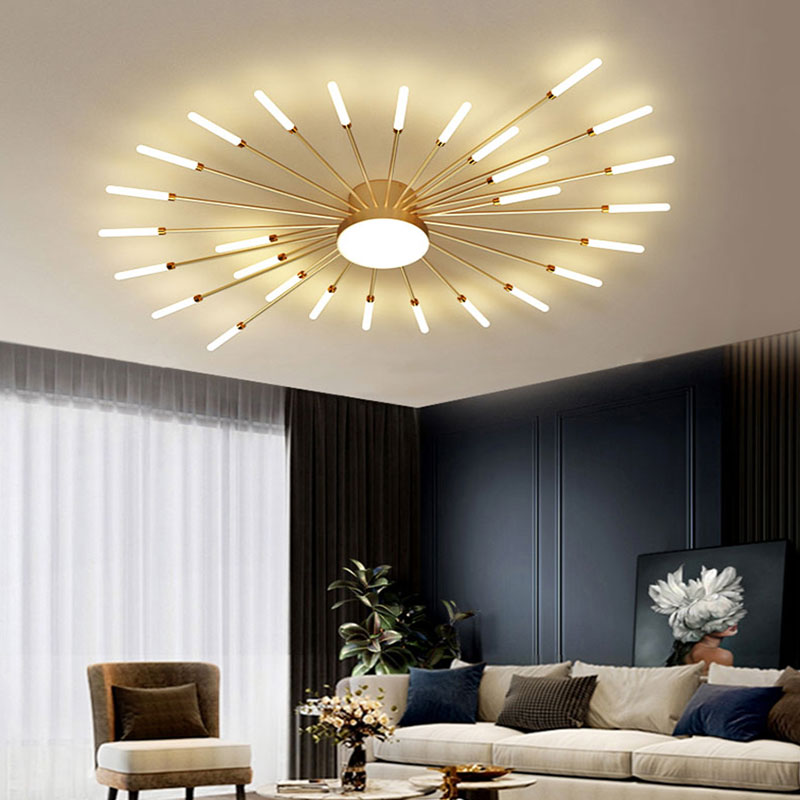 Wesley Modern Linear Firework Ceiling Light Black/Gold