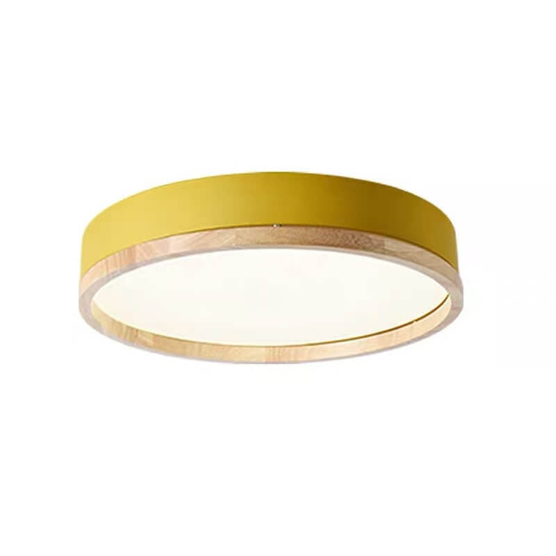 Nordic Wood Round LED Flush Ceiling Light | 1-Light