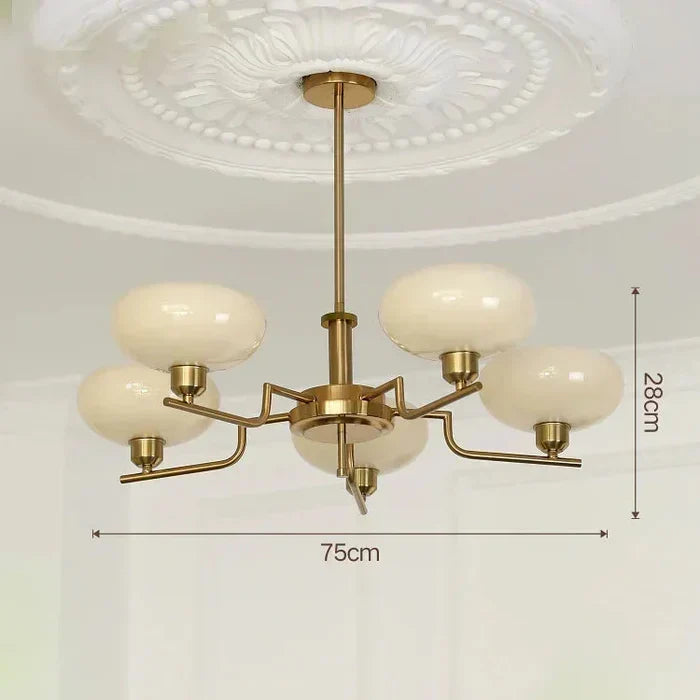 Modern Chandelier with Opal Glass Shades – Elegant Ceiling Lamp