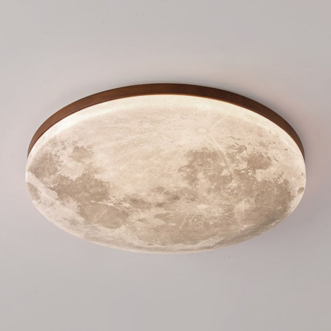 Nordic Wood & PVC Round LED Flush Mount Ceiling Light 1-light