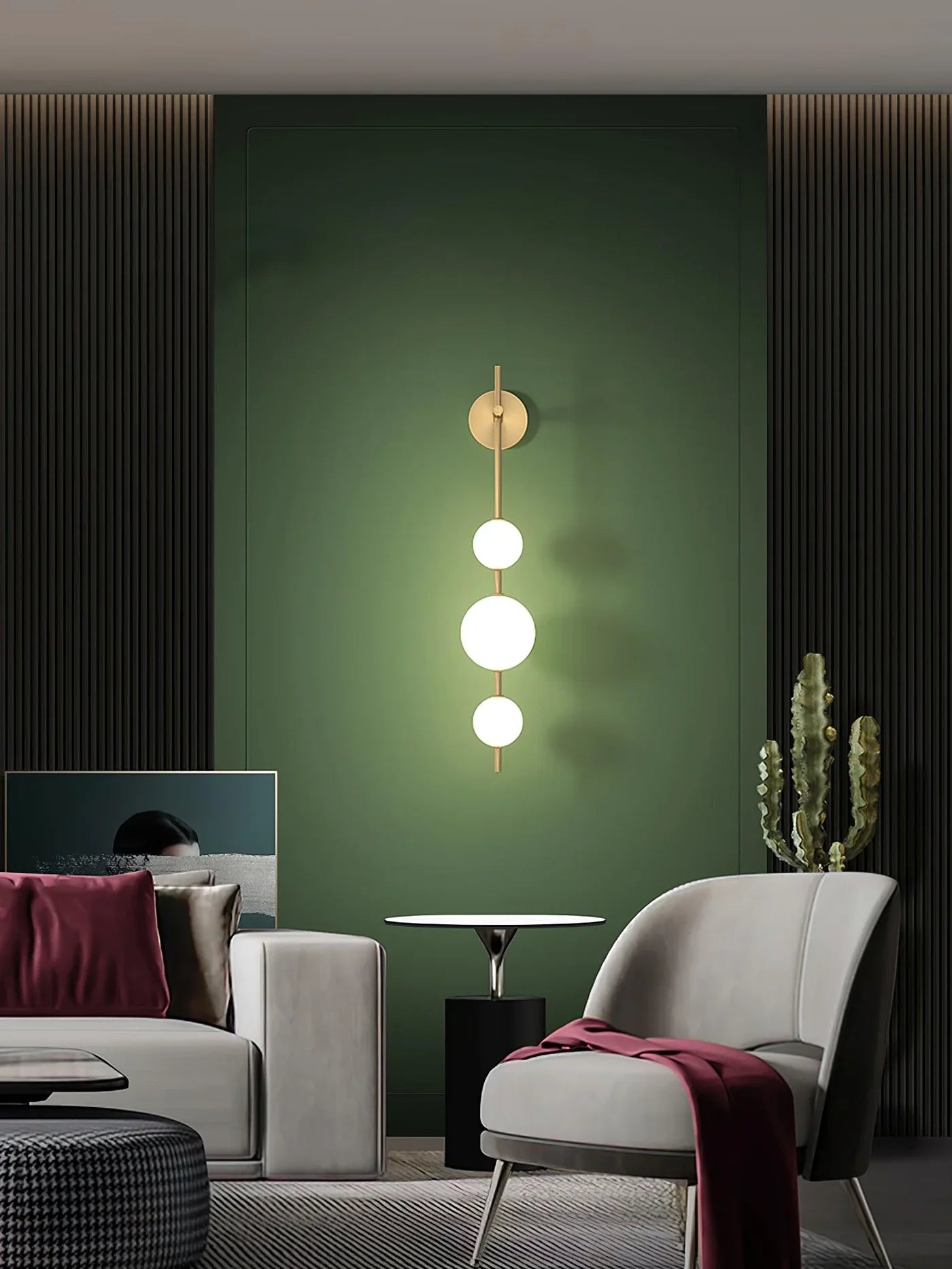 Modern Geometric Wall Lamp with LED Balls