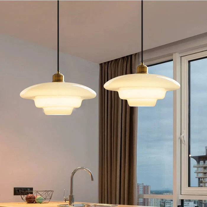 Hanging Ceiling Lamp with Milk White Glass