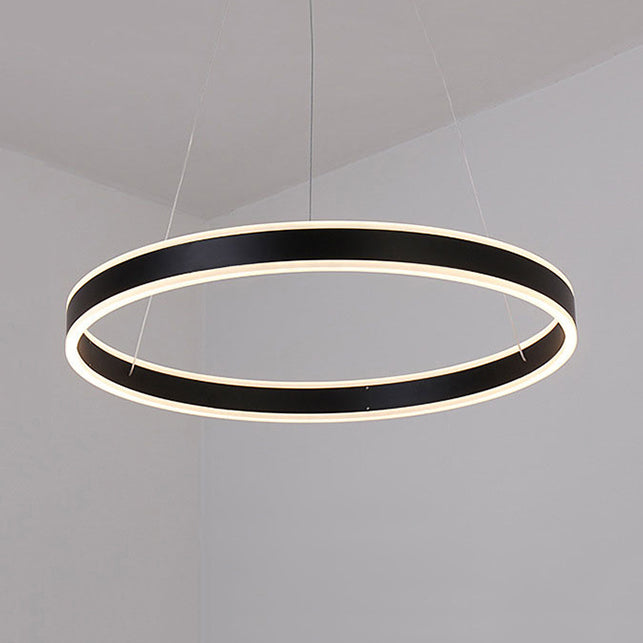 Black/Brown Ring Ceiling Pendant Contemporary 2/3/4 Lights Acrylic LED Chandelier in Warm/White Light