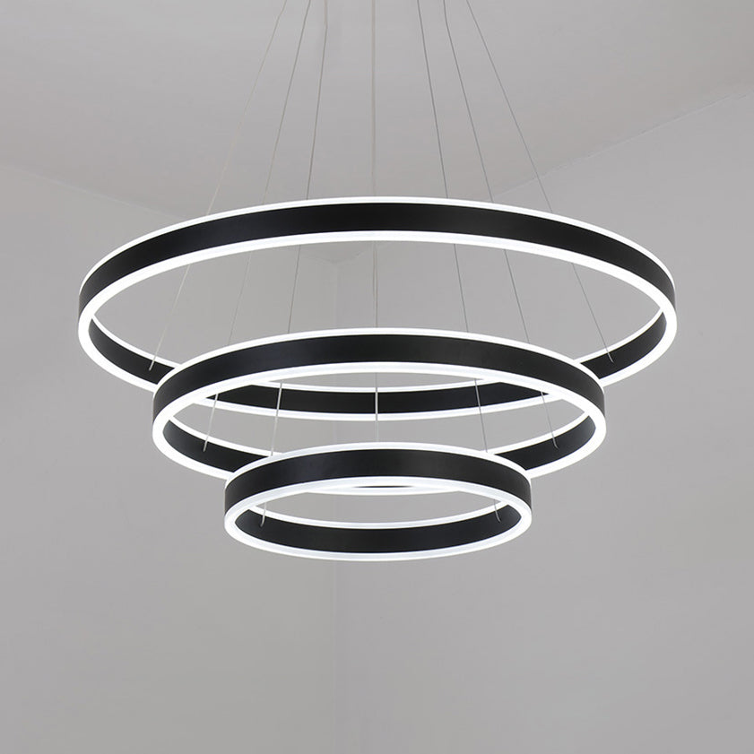 Black/Brown Ring Ceiling Pendant Contemporary 2/3/4 Lights Acrylic LED Chandelier in Warm/White Light