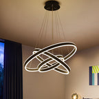Black/Brown Ring Ceiling Pendant Contemporary 2/3/4 Lights Acrylic LED Chandelier in Warm/White Light