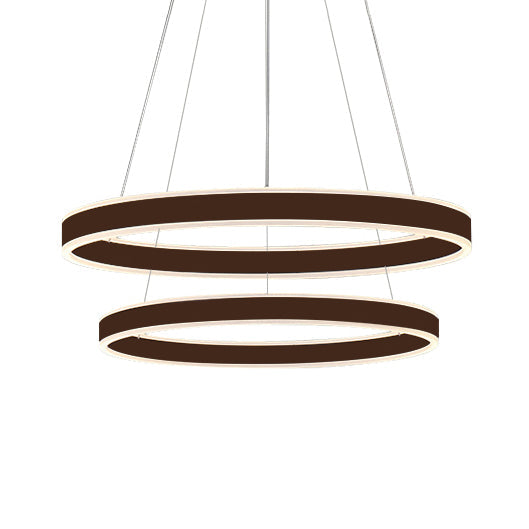 Black/Brown Ring Ceiling Pendant Contemporary 2/3/4 Lights Acrylic LED Chandelier in Warm/White Light