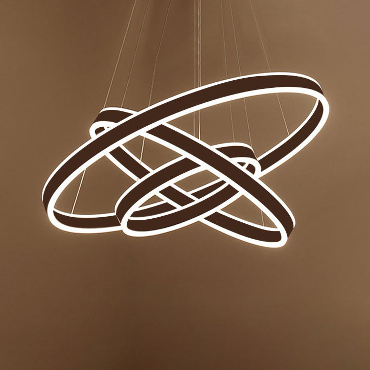 Black/Brown Ring Ceiling Pendant Contemporary 2/3/4 Lights Acrylic LED Chandelier in Warm/White Light