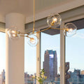 Bubble Chandelier Lighting Contemporary Glass 3/5 Heads Dining Room Adjustable Pendant Lamp in Black/Gold Finish