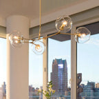 Bubble Chandelier Lighting Contemporary Glass 3/5 Heads Dining Room Adjustable Pendant Lamp in Black/Gold Finish