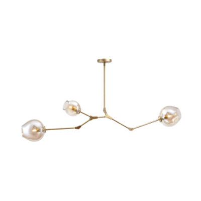 Bubble Chandelier Lighting Contemporary Glass 3/5 Heads Dining Room Adjustable Pendant Lamp in Black/Gold Finish