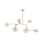 Bubble Chandelier Lighting Contemporary Glass 3/5 Heads Dining Room Adjustable Pendant Lamp in Black/Gold Finish