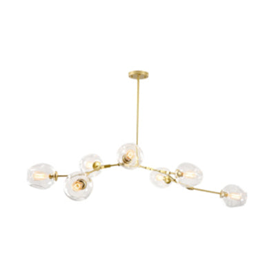 Bubble Chandelier Lighting Contemporary Glass 3/5 Heads Dining Room Adjustable Pendant Lamp in Black/Gold Finish