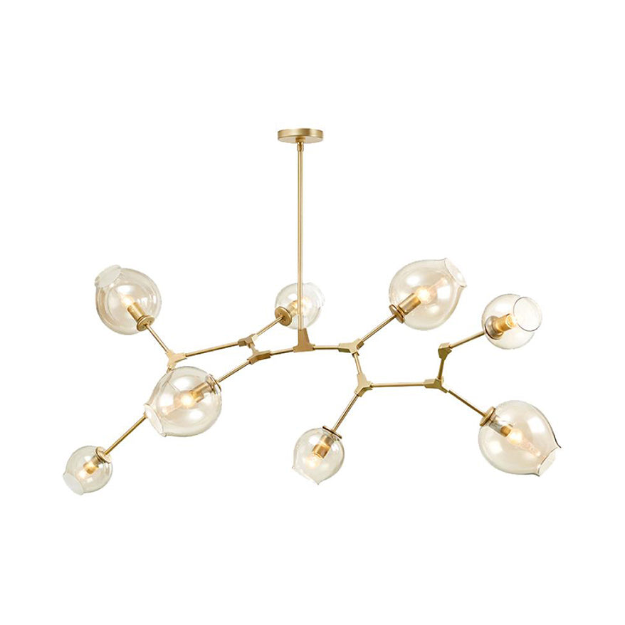 Bubble Chandelier Lighting Contemporary Glass 3/5 Heads Dining Room Adjustable Pendant Lamp in Black/Gold Finish