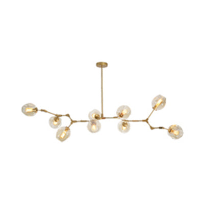 Bubble Chandelier Lighting Contemporary Glass 3/5 Heads Dining Room Adjustable Pendant Lamp in Black/Gold Finish