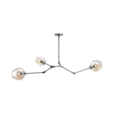 Bubble Chandelier Lighting Contemporary Glass 3/5 Heads Dining Room Adjustable Pendant Lamp in Black/Gold Finish