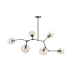 Bubble Chandelier Lighting Contemporary Glass 3/5 Heads Dining Room Adjustable Pendant Lamp in Black/Gold Finish