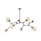 Bubble Chandelier Lighting Contemporary Glass 3/5 Heads Dining Room Adjustable Pendant Lamp in Black/Gold Finish