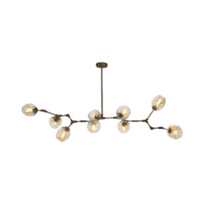 Bubble Chandelier Lighting Contemporary Glass 3/5 Heads Dining Room Adjustable Pendant Lamp in Black/Gold Finish