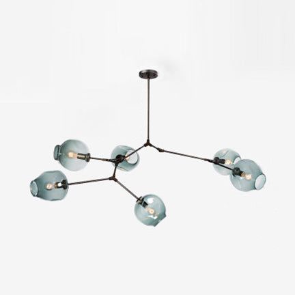 Bubble Chandelier Light Fixture with Ball Shade Modern Style Glass 5/6/7 Lights Black/Gold Finish Ceiling Lighting