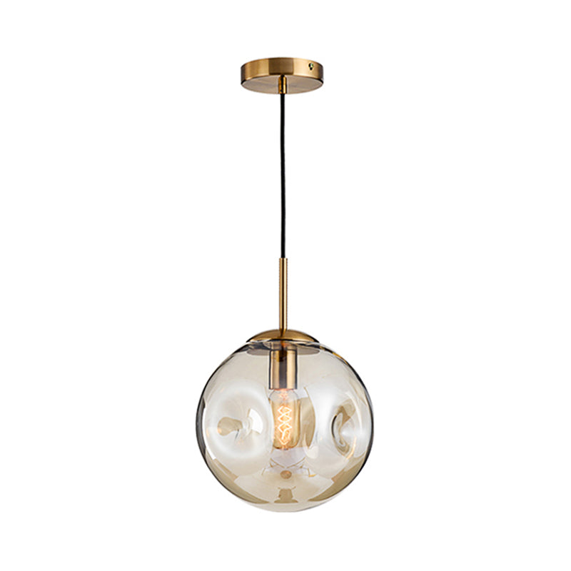 Modern Style 1 Bulb Pendant Light with Concave Glass Shade Silver/Red Global Hanging Light Fixture for Restaurant