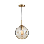 Modern Style 1 Bulb Pendant Light with Concave Glass Shade Silver/Red Global Hanging Light Fixture for Restaurant