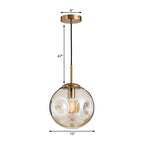 Modern Style 1 Bulb Pendant Light with Concave Glass Shade Silver/Red Global Hanging Light Fixture for Restaurant