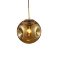 Modern Style 1 Bulb Pendant Light with Concave Glass Shade Silver/Red Global Hanging Light Fixture for Restaurant