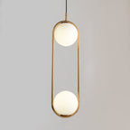 1/2 Lights Bedroom Pendant Light with Globe White Glass Shade Modern Black/Gold Hanging Ceiling Lamp