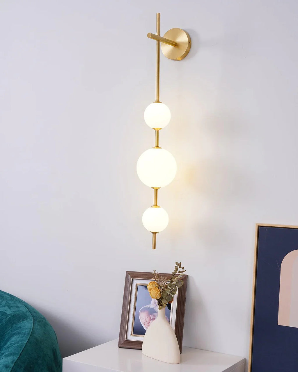 Modern Geometric Wall Lamp with LED Balls
